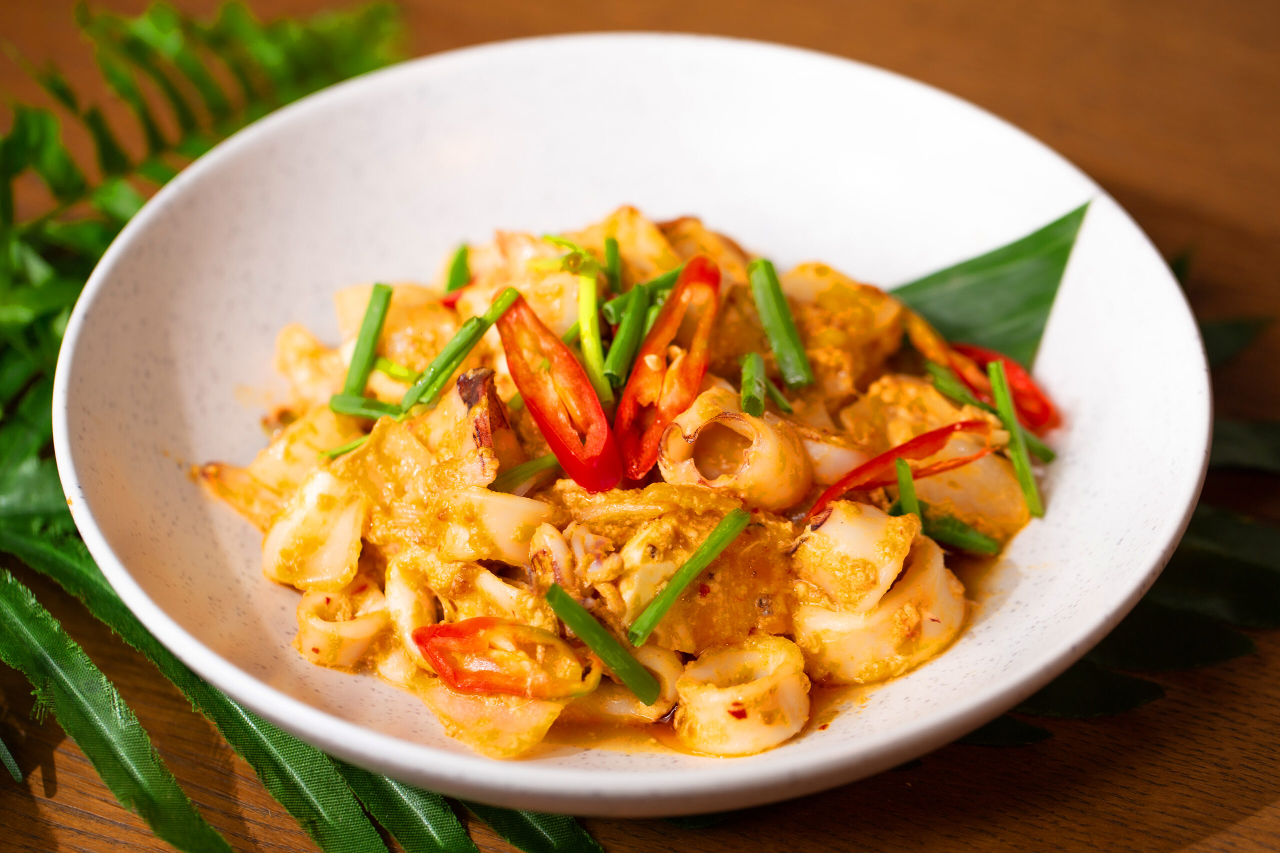 Stir Fried Squid with Salted Egg Yolk, Thailand Food Style